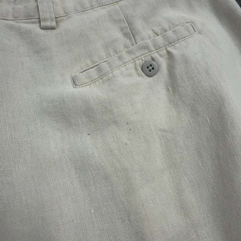 Vintage Gap Pants Mens 36/34 Cream Linen Pleated Relaxed Trousers Casual Style